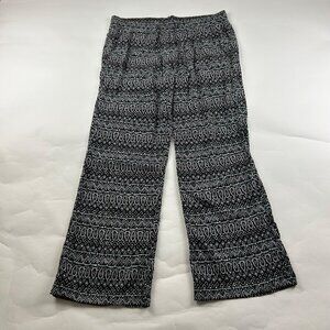 Old Navy Black White Batik Print Challis Wide Leg Pant L
